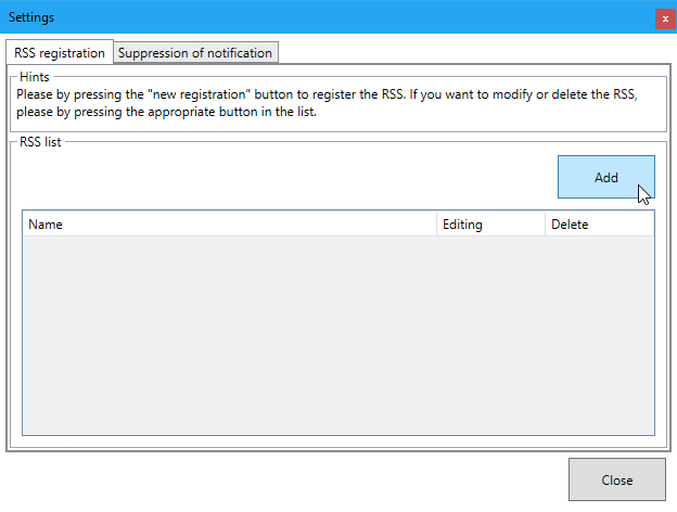 SideBarType-RSSの設定画面
