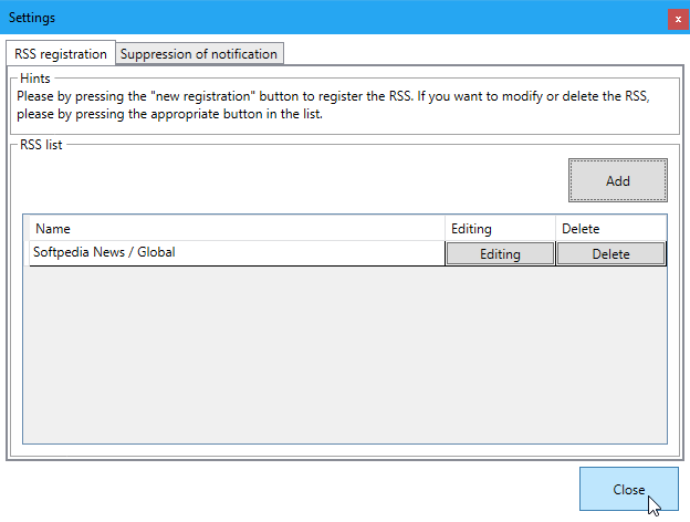 SideBarType-RSSの設定画面