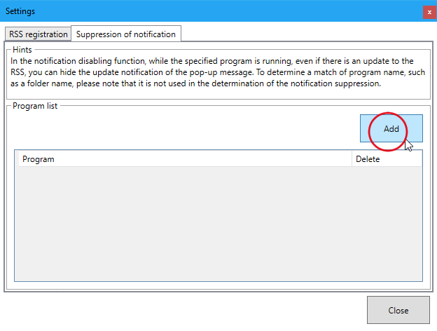 SideBarType-RSSの設定画面